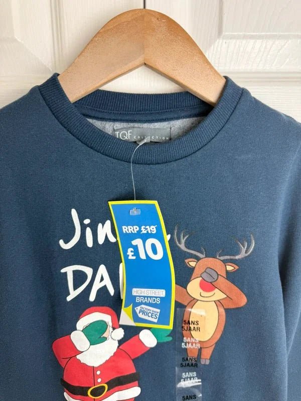NEW TWF Jingle Dab Christmas Jumper - Unisex 3 - 8 Years - Back On The Shelves High Street Discount Outlet Online UK