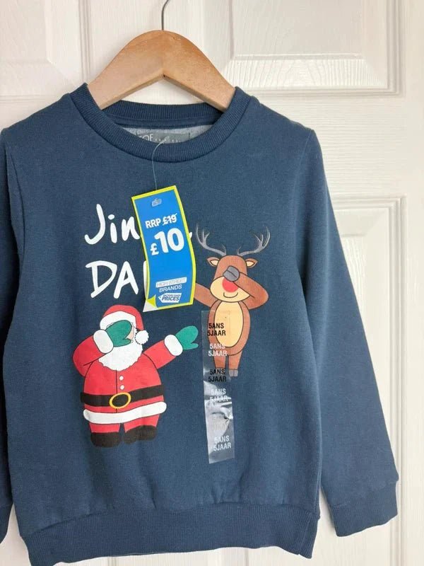 NEW TWF Jingle Dab Christmas Jumper - Unisex 3 - 8 Years - Back On The Shelves High Street Discount Outlet Online UK