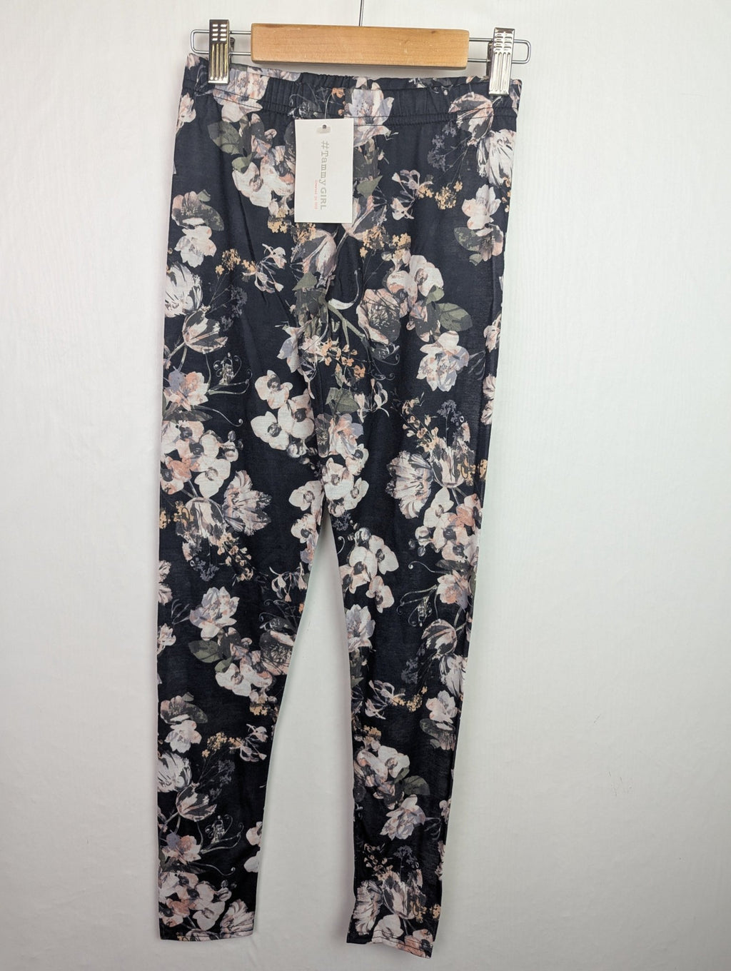NWOT's Tammy Girl Black/Pink Floral Leggings - Girls 10 - 11 Years - Back On The Shelves High Street Discount Outlet Online UK