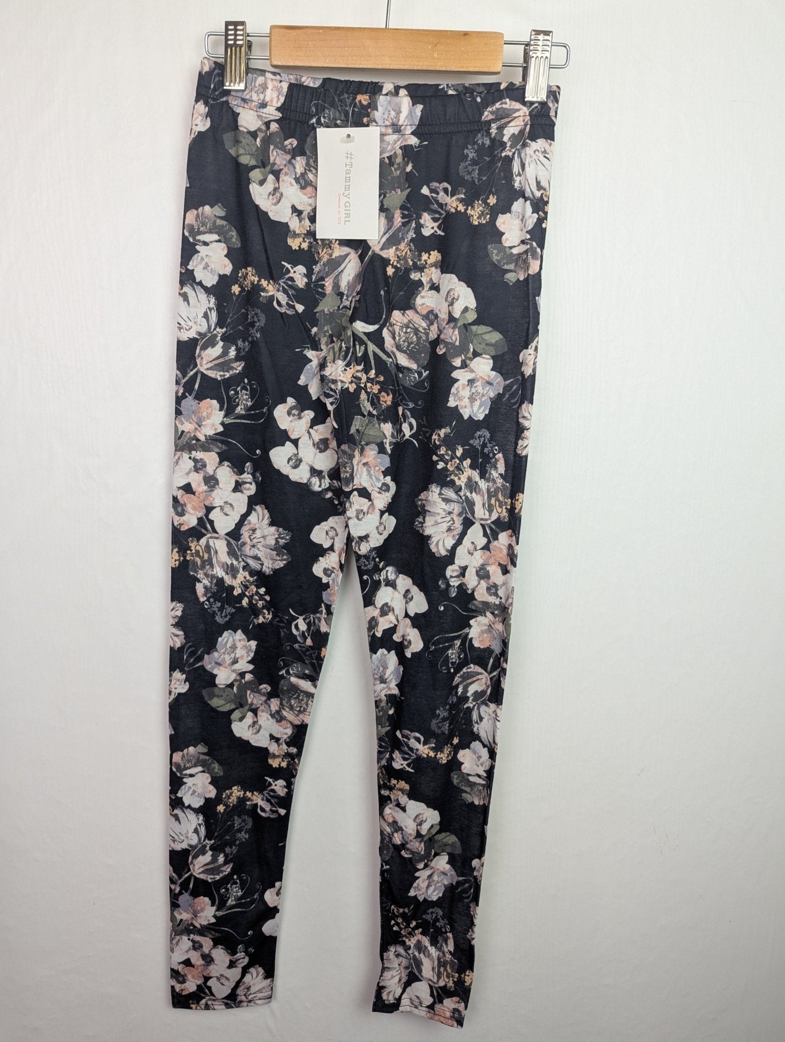NWT's Tammy Girl Black/Pink Floral Leggings - Girls 9 - 10 Years - Back On The Shelves High Street Discount Outlet Online UK
