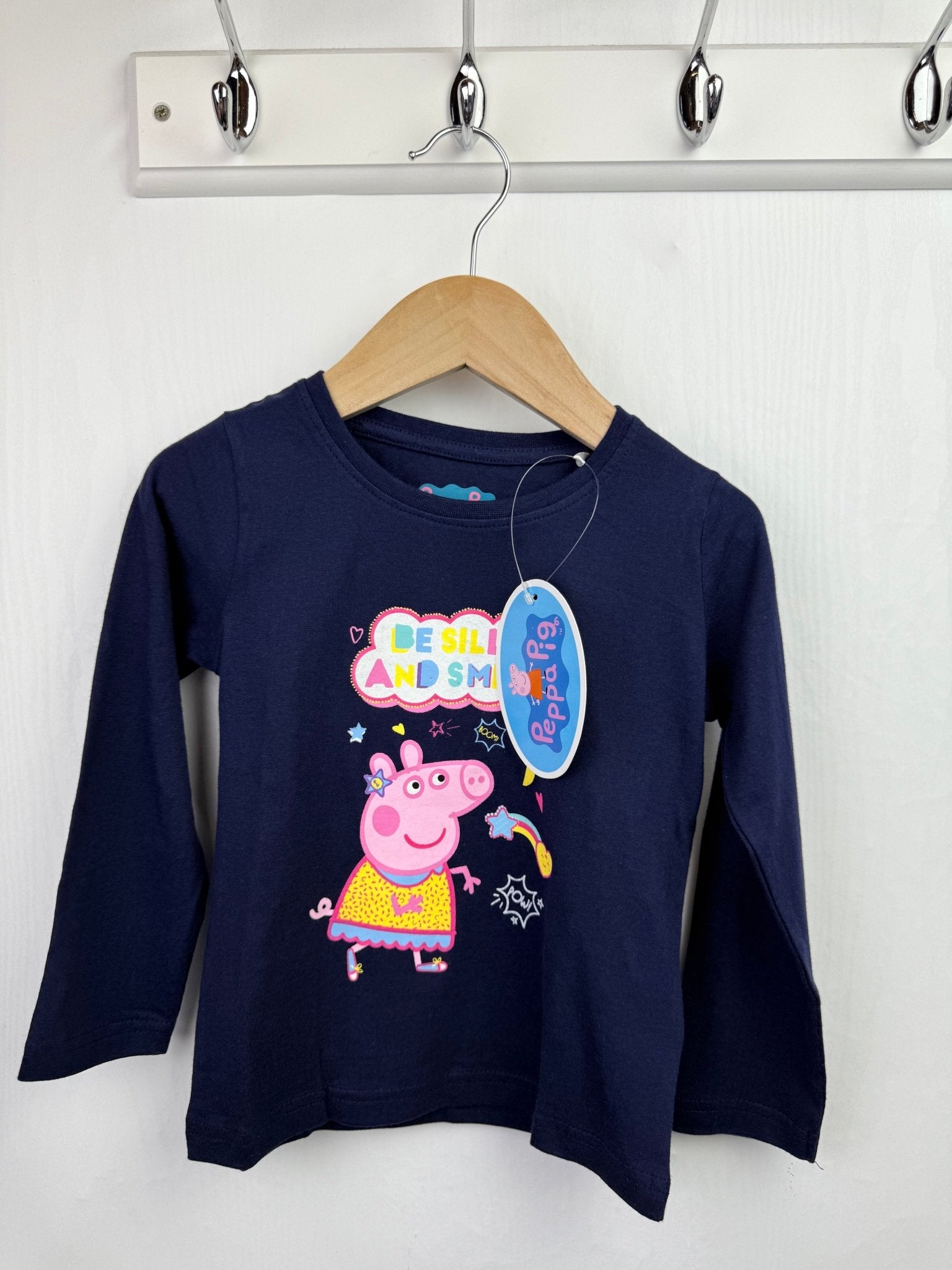 Peppa Pig Navy Long Sleeve Top - Girls 2 - 6 Years - Back On The Shelves High Street Discount Outlet Online UK